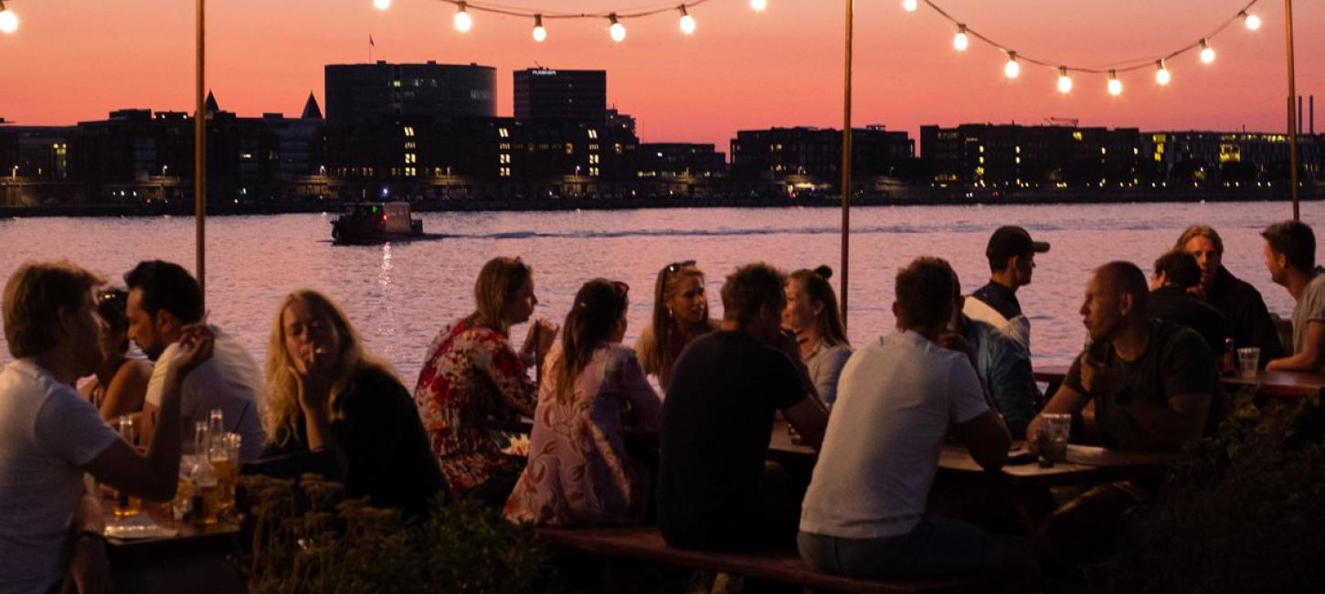 Summer evening at Reffen street food market in Copenhagen