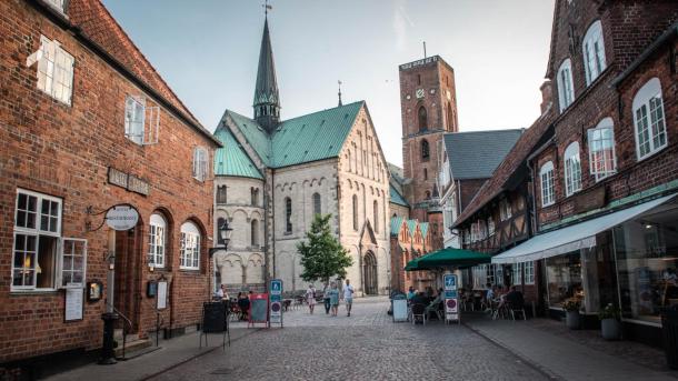 Den gamle bydel i Ribe i Danmark