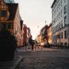 Girl biking in the neighbourhood of Christianshavn in Copenhagen