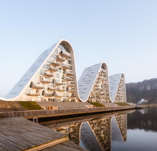 Apartment building "Bølgen" (The Wave) in Vejle, East Jutland in Denmark