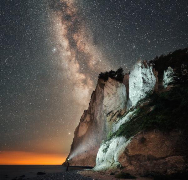 Night sky over Møns Klint