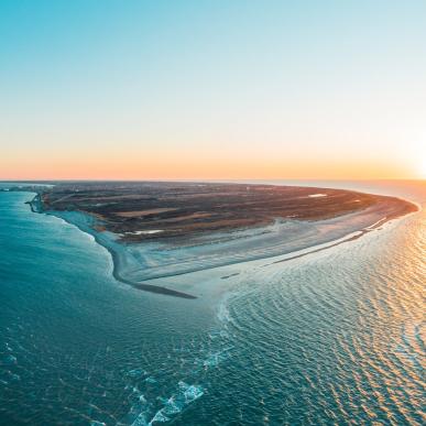 Drone photo of Grenen in Skagen, North Jutland